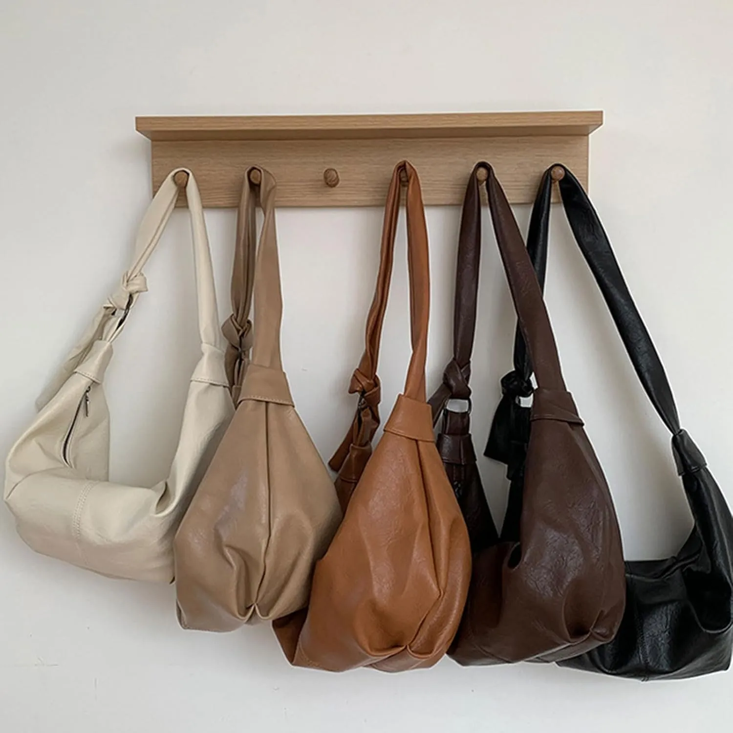 Women Dumplings Bag Large Capacity Shoulder Bag Pleated Crossbody Bag PU Leather Messengers Bag Top Handle Satchel