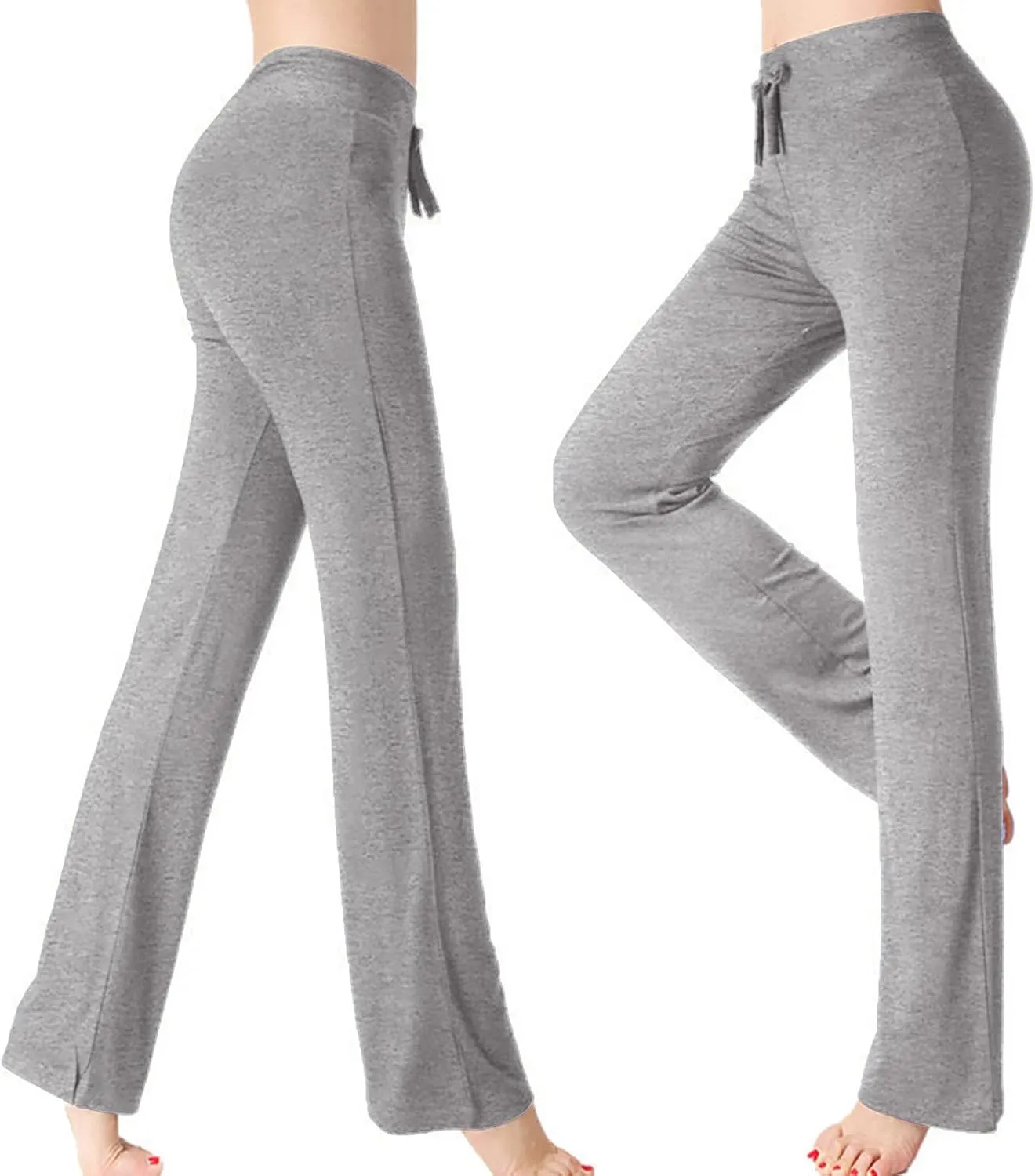 Women High Waist Yoga Trousers Solid Color Wide Leg Drawstring Casual Leggings Trendy Going Out Workout Yoga Pants