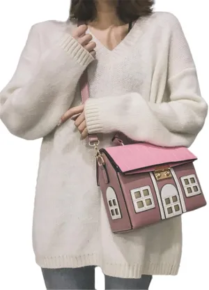 Women House Shaped Shoulder Bag Creative Crossbody Bag PU Leather Messengers Bag Fashion Handbag Satchel Bag
