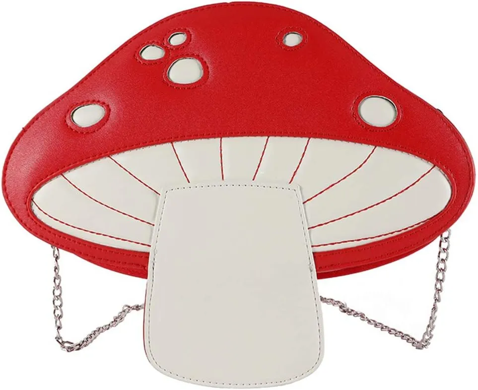 Women Mushroom Shape PU Leather Shoulder Crossbody Bag Tote Chain Satchel Purse