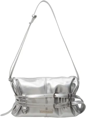 Women Shoulder Bag Double Belted Strap PU Leather Crossbody Bag Solid Color Satchel Purse Zipper Clutch Purse Travel