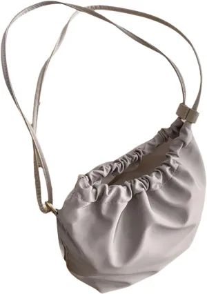 Women Shoulder Bag Pleated Bucket Bag Solid Color Crossbody Bag Korean Styles Messengers Bag Shopping Bag for Daily