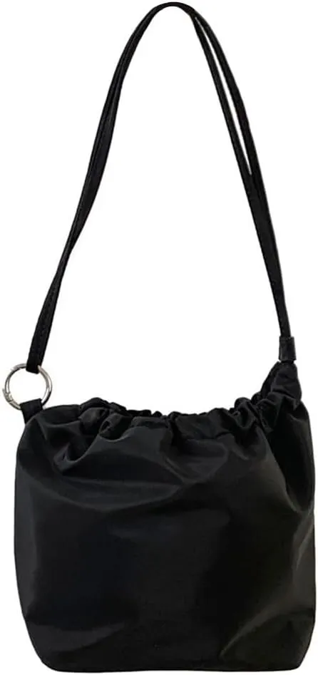 Women Shoulder Bag Pleated Bucket Bag Solid Color Crossbody Bag Korean Styles Messengers Bag Shopping Bag for Daily