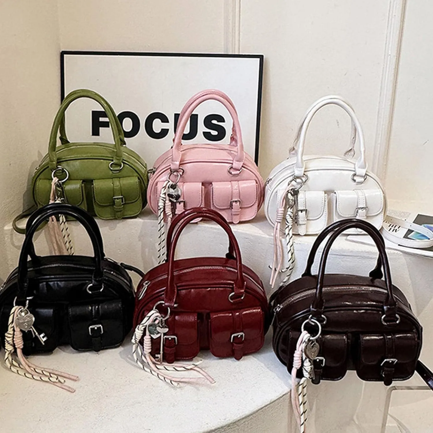 Women Shoulder Bag Stylish Top Handle Bag Crossbody Bag Ladies Satchel Bag PU Leather Handbag Simple Messengers Bag
