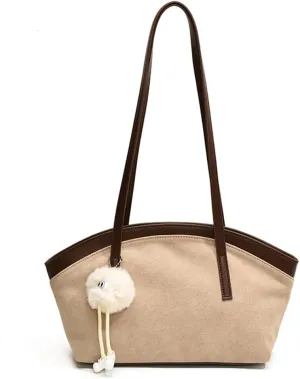 Women Suede Shoulder Bag Large Capacity Handbag Casual Underarm Bag Satchel Bag for Work Travel