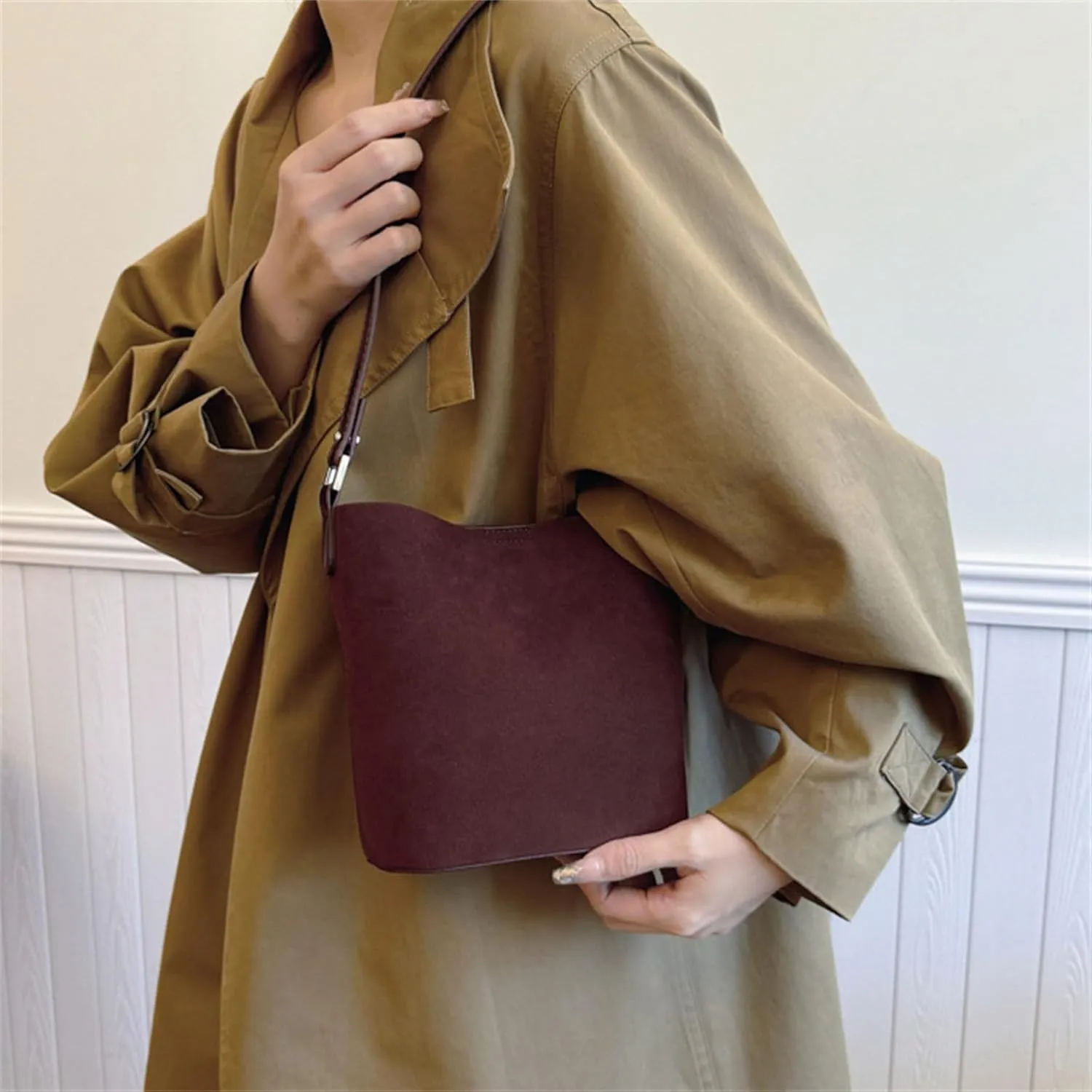 Womens Crossbody Bag PU Leather Shoulder Bag Messenger Bag Fashoin Bucket Bag Autumn Winter Shopping Dating Bag