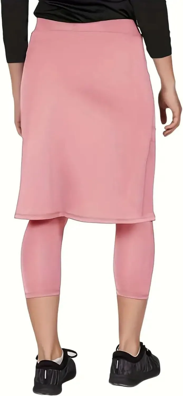 Womens Golf Skirts with Leggings Knee Length Tennis Skort with Pockets Stretchy Waisted Long Skorts 2025 Yoga Pants
