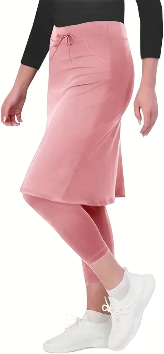 Womens Golf Skirts with Leggings Knee Length Tennis Skort with Pockets Stretchy Waisted Long Skorts 2025 Yoga Pants