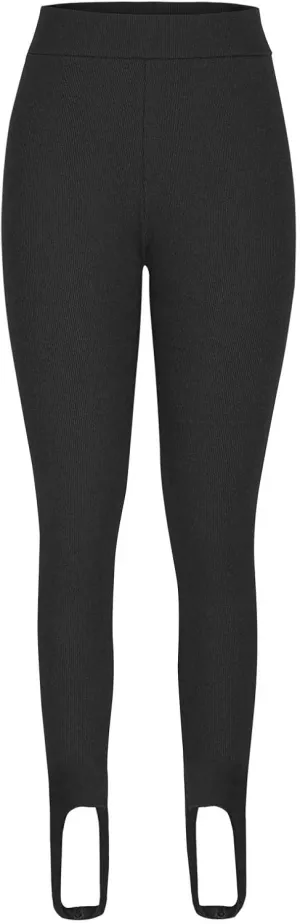 Women's High Waist Knit Yoga Stirrup Leggings Trendy Tummy Control Stretch Gym Trouser Workout Running Tights Pants