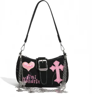 Women's Hobo Bags Y2k Single Shoulder Bag Denim Stars Purse and Handbag Butterfly Chains Shop Party