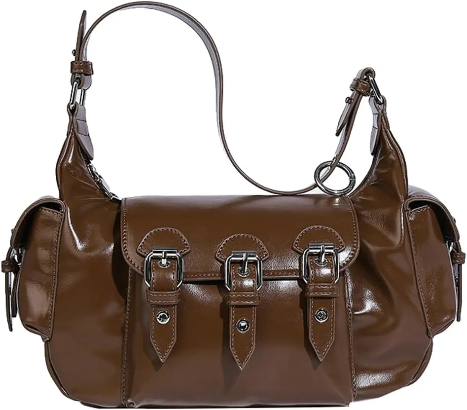 Womens Multi-Pocket Handbags Vintage Vegan Leather Crossbody Shoulder Bag Small Y2k Tote Purse Satchels
