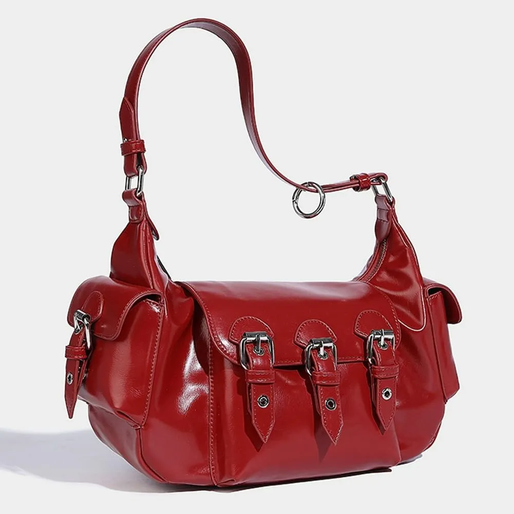 Womens Multi-Pocket Handbags Vintage Vegan Leather Crossbody Shoulder Bag Small Y2k Tote Purse Satchels