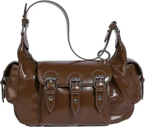 Womens Multi-Pocket Handbags Vintage Vegan Leather Crossbody Shoulder Bag Small Y2k Tote Purse Satchels