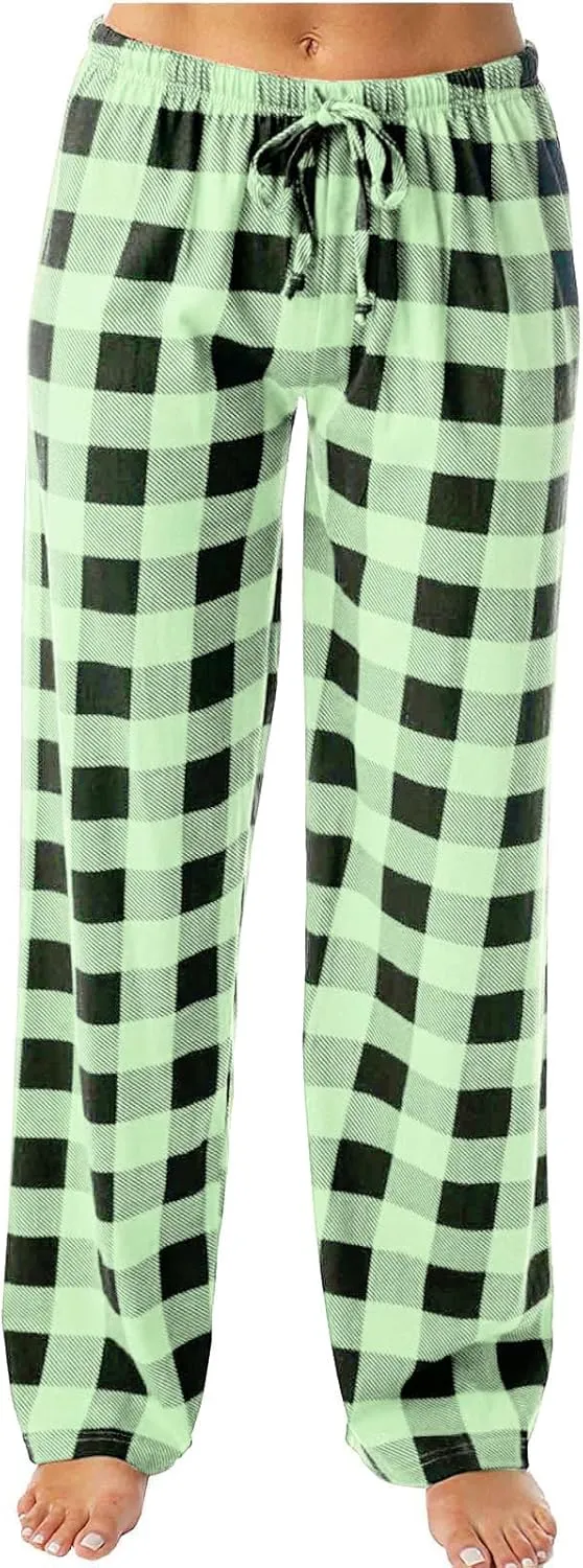 Womens Plaid Pajama Pants Sleepwear Loungewear High Waist Drawstring Long Pants Comfy Trousers Fall Fashion Clothes