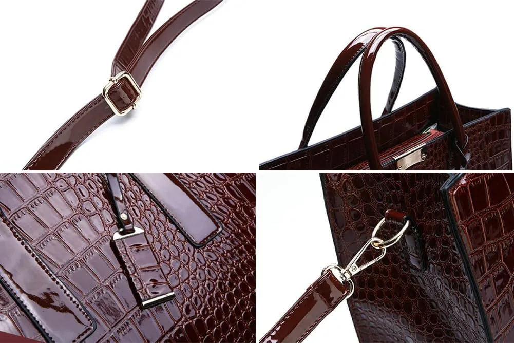 Womens Trendy Working Tote Bags Large Vegan Leather Shoulder Crossbody Purse Handbags Crocodile Satchels 2025
