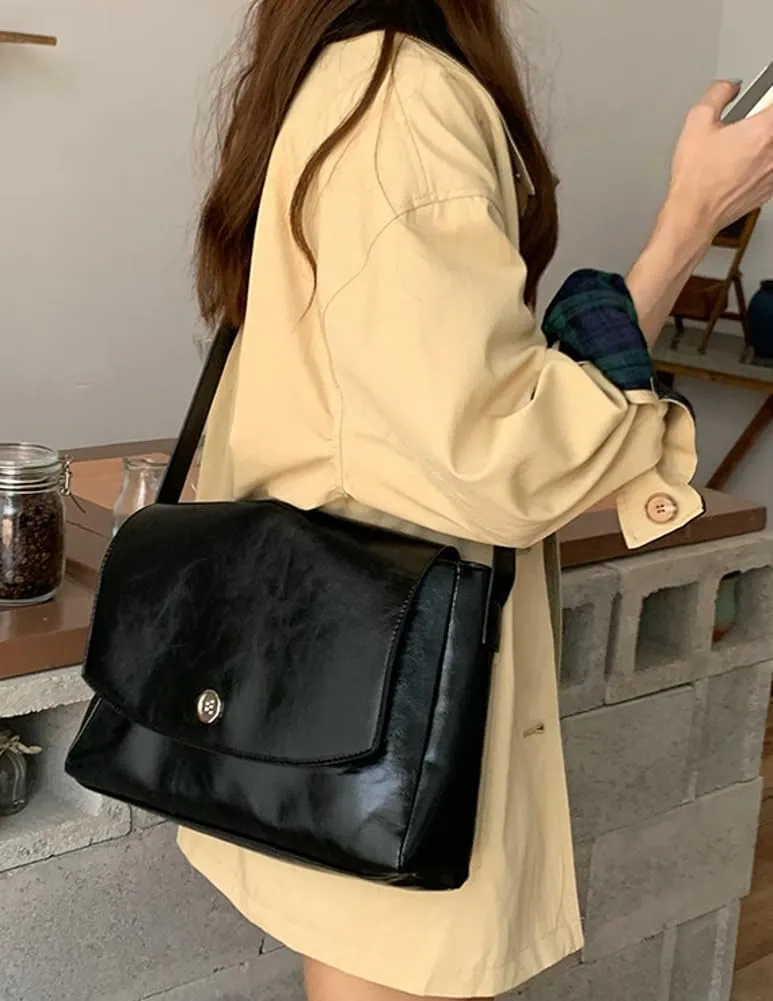 Womens Vintage Tote Bag Large Vegan Leather Crossbody Shoulder Purse Handbag Work Messenger Satchels Briefcase