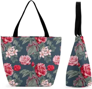 Yellow Pink Orchid Flowers Hobo Handbags With Zipper Women's Tote Handbags
