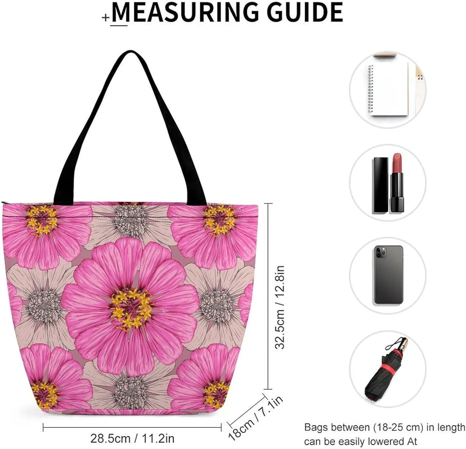 Yellow Pink Orchid Flowers Hobo Handbags With Zipper Women's Tote Handbags