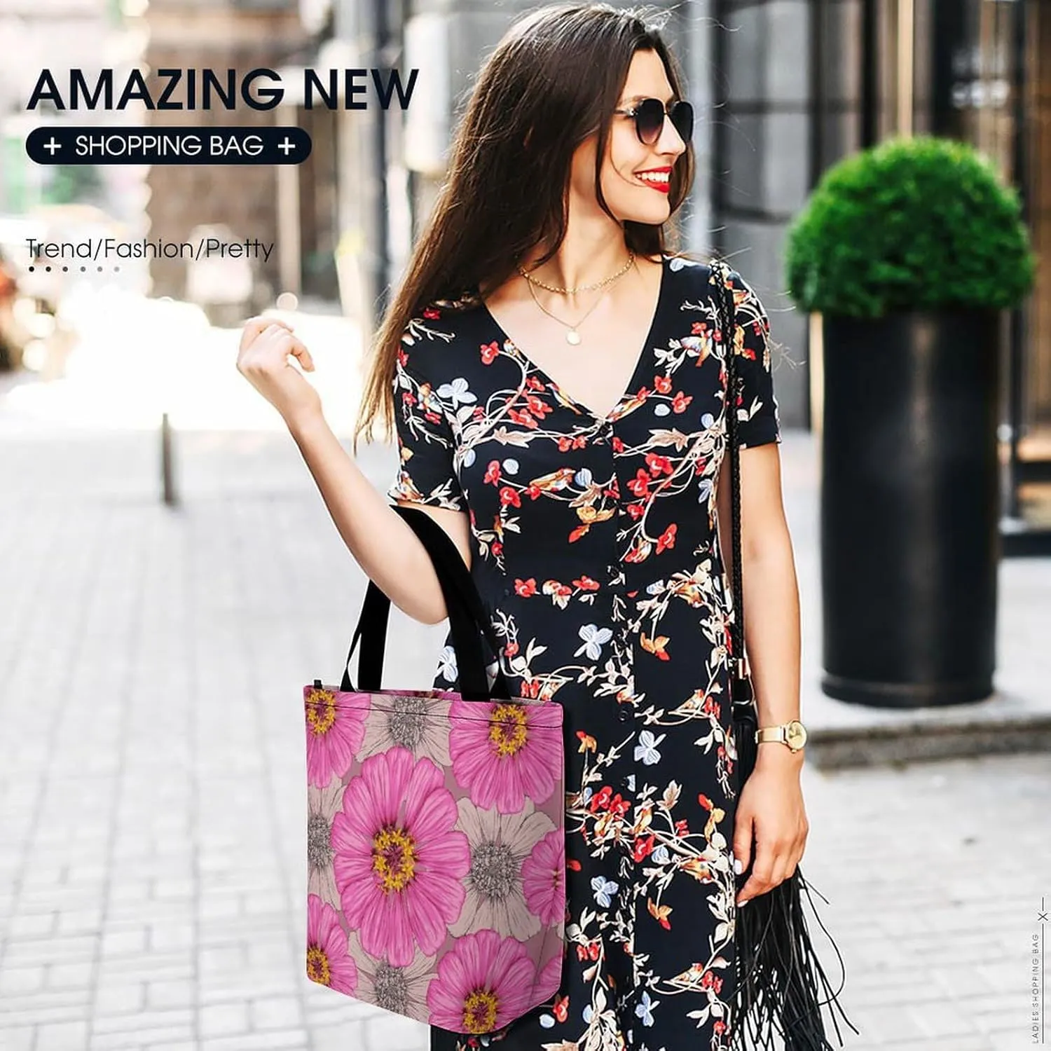 Yellow Pink Orchid Flowers Hobo Handbags With Zipper Women's Tote Handbags