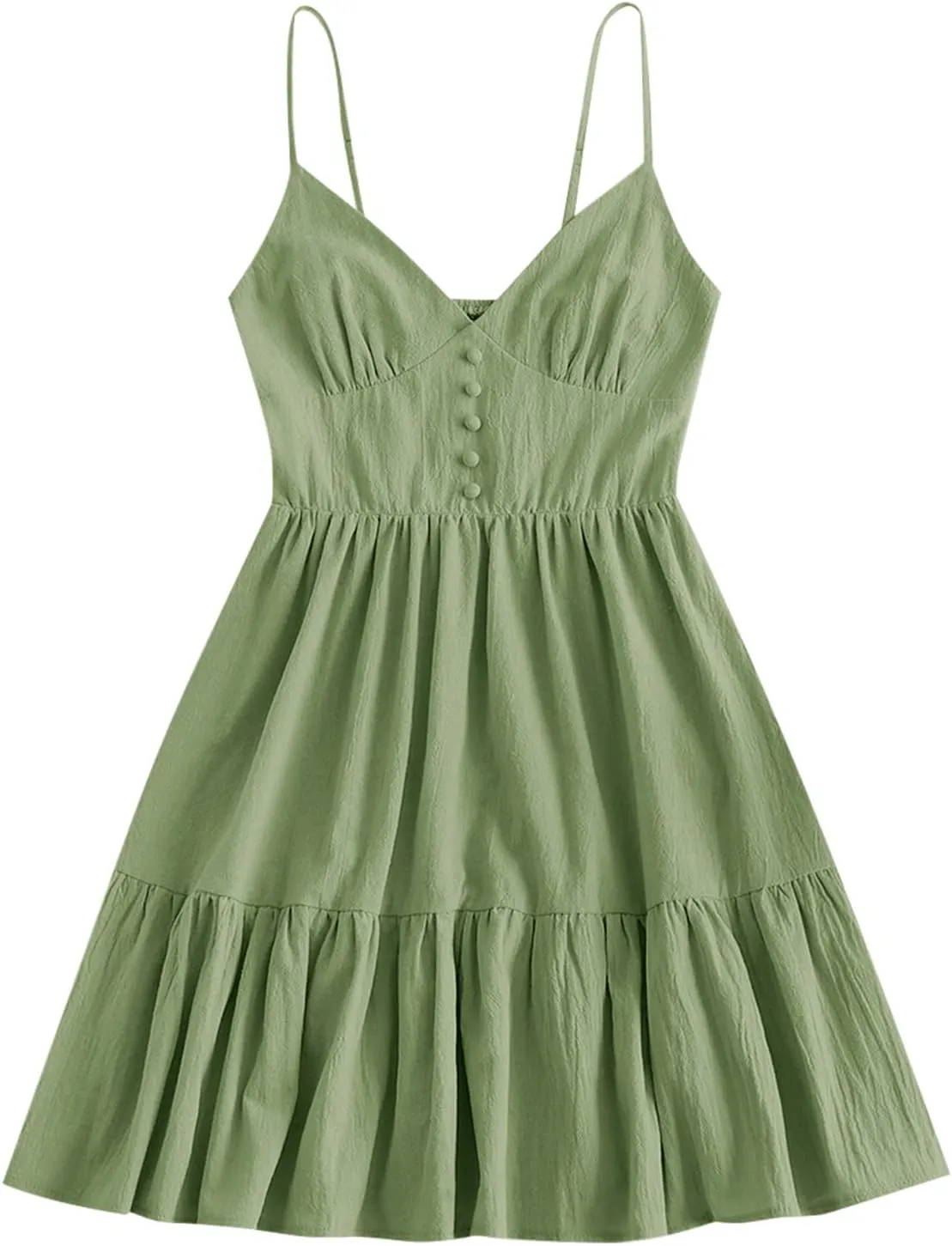 ZAFUL Women's Casual V Neck Summer Mini Dress Spaghetti Strap A-Line Short Dresses Backless Solid Color Sundress